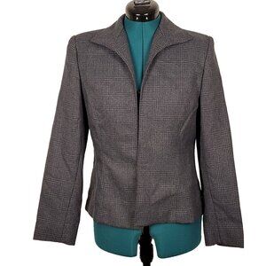 Amanda Smith Womens Blazer 8 Petite Gray Formal Suit Jacket Business Career